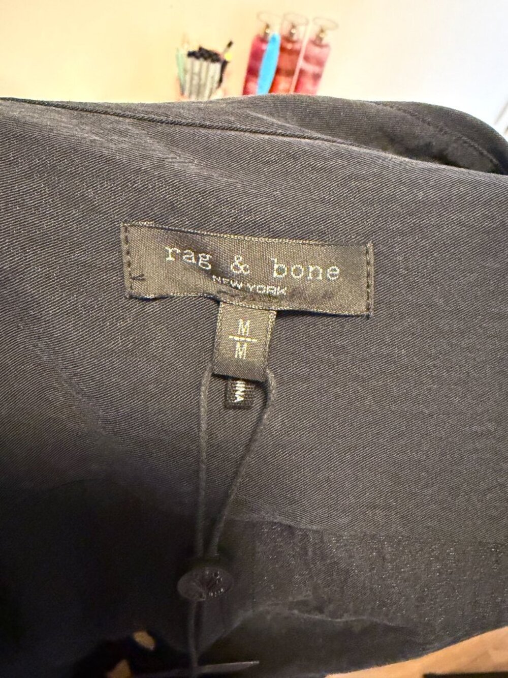 rag & bone Navy Roxanne Sleeveless Shirt Dress Size M | Gold Buttons Belted Midi - Picture 2 of 10